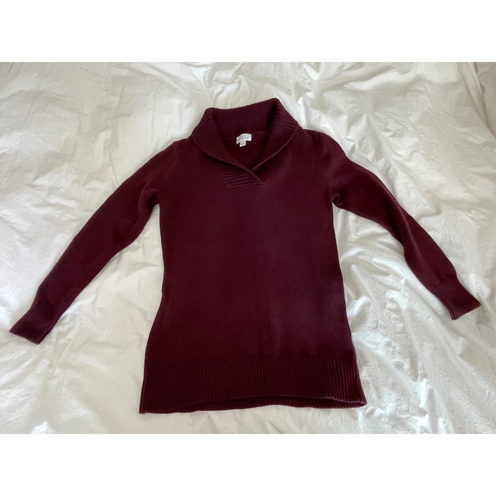 Market & Spruce Shawl Collar Cozycore Sweater Burgundy Knit Pullover Size L